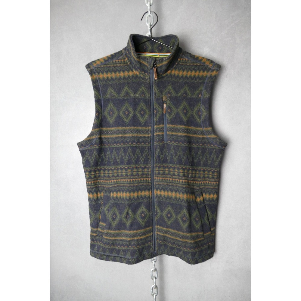 Smartwool Men's Fair‎ Isle Fleece Vest Size Medium Wool Blend Zip Front Pockets